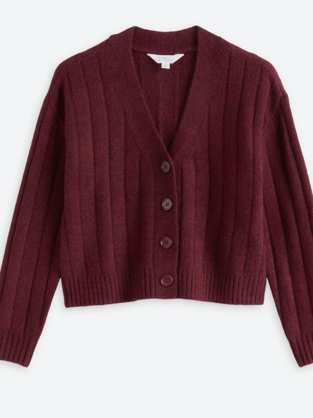 Market And Spruce Ribbed Button Cardigan - Burgundy, SZ L, NWT